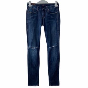 The Sinclair Mfgrp. Elon Fit 416 The Stick Skinny Dark Wash Distressed Denim 26